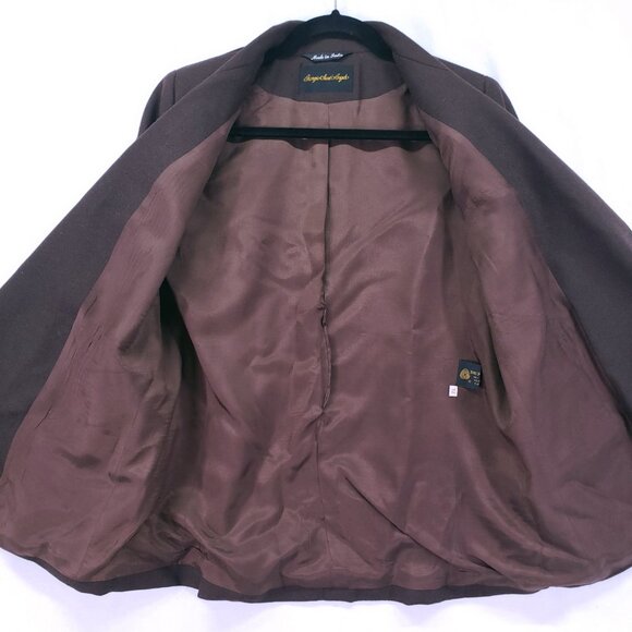 Giorgio Sant Angelo Womens Brown 100% Wool Pockets Preppy Blazer Jacket Size 12 - Picture 15 of 16